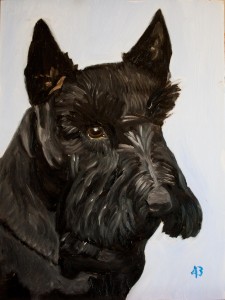 A painting by George W. Bush of Barney, courtesy of the Bush family.