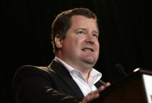 RedState Editor-in-Chief Erick Erickson makes comments to attendees at the 2014 Red State Gathering, Friday, Aug. 8, 2014, in Fort Worth, Texas. (AP Photo/Tony Gutierrez)